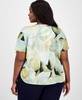 Plus Size Printed Bateau-Neck Short-Sleeve Blouse