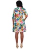 Petite Floral Balloon-Sleeve Split-Neck Dress