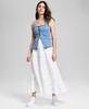 Women's Petite Square-Neck Denim Vest, Exclusively at Macy's