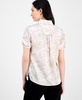 Women's Floral-Print Short-Sleeve Collared Blouse