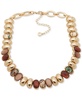 Gold-Tone Oval Stone Tiled Collar Necklace, 16" + 3" extender