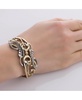 Sterling Silver and Brass Women's Cuff Bracelet Floral Leaf Design Size Small - Large