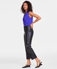Women's Faux-Leather Front-Slit Straight Pants, Created for Macy's