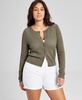 Women's Pointelle Crewneck Cardigan, Exclusively at Macy's