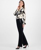 Women's Floral-Print V-Neck Cuffed Blouse & Sailor-Pocket Mid-Rise Wide-Leg Pants