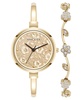Women's Quartz Charming Floral Gold-Tone Metal Alloy Watch Set, 32mm