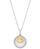 EFFY® Diamond Disc & Butterfly Two Charm 18" Pendant Necklace (1/4 ct. t.w.) in Sterling Silver & Gold-Plate