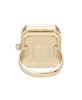 Women's Quartz Octagonal Black and Gold-Tone Metal Alloy Crystal Ring Watch, 19mm