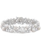 Cultured Freshwater Pearl (5 - 6-1/2mm) & Cubic Zirconia Statement Bracelet in Sterling Silver