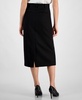 Women's Gold-Tone-Button Slit-Back Midi Skirt, Exclusively at Macy's 