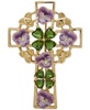Gold-Tone Multicolor Flower Cross Pin