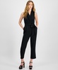 Women's Shawl-Collar Belted Straight-Leg Jumpsuit, Exclusively at Macy's