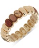 Gold-Tone Oval Stone Tiled Stretch Bracelet 