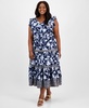 Plus Size Mixed-Print Tiered Maxi Dress