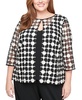 Plus Size 3/4-Sleeve Embroidered Jacket & Tank Top Set