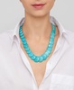 17-19" Adjustable Silver Plated Scalloped Turquoise Necklace