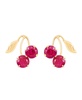 Lab-Grown Ruby (1-1/3 ct. t.w.) Button Cherry Leaf Earrings in 10k Yellow Gold