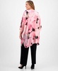 Plus Size Chiffon Kimono, Printed Boat-Neckline Blouse & Pull-On Mid-Rise Wide-Leg Pants