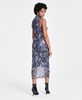 Women's Foil Mesh Mock Neck Sleeveless Midi Dress, Created for Macy's