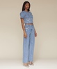 Women's Rhinestone-Trim Hollywood-Waist Wide-Leg Jeans