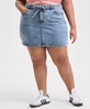 Trendy Plus Size Tie-Front Denim Mini Skirt, Exclusively at Macy's