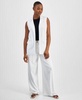 Petite Long Vest & Wide-Leg Pants