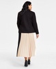 Plus Size Moto Jacket, Turtleneck Sweater & Pleated Skirt