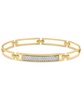 EFFY® Men's Zircon Bar Cluster Rectangular Open Link Bangle Bracelet (1-3/8 ct. t.w.) in Gold-Plated Sterling Silver