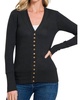 torie ribbed detail snap button cardigan in black