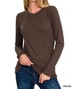 back to basics round neck long sleeves tee - plus in brown
