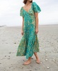 mills maxi short sleeve dress in teal block
