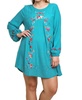 floral embroidered dress in emerald