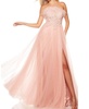 strapless feather corset ballgown in pink