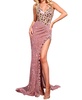 cut glass sequin prom dress in dusty rose