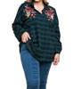 floral embroidered plaid tunic - plus in green