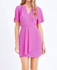 annalise flutter sleeve draped mini dress in pink