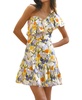 one shoulder mini dress in multi colored