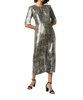 lois dress in olive metallic fil coupé georgette