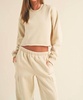 fleece raw edge cut sweatshirt in beige