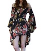 floral walk through romper in black