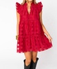 aubrey ruffle shoulder mini dress in ruby red