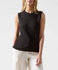 slub jersey sleeveless schoolboy tee in black