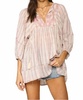 quarter sleeve woven gauze with embo short dress in pink