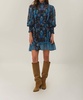 blue arabesque floral high neck mini dress in arabesque blue