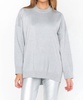 classic crewneck sweater in silver metallic knit