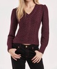 talia metallic v neck sweater top in blackberry