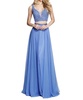 full-length v-neck prom dress in periwinkle