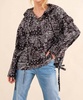 lace up pullover windbreaker jacket in black, white