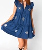 aubrey ruffle short dress in navy/silver star