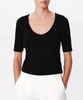 pima cotton elbow sleeve tee in black